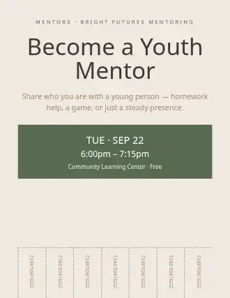 Become a Youth Mentor — Volunteering flyer template