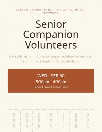 Senior Companion Volunteers — Volunteering flyer template