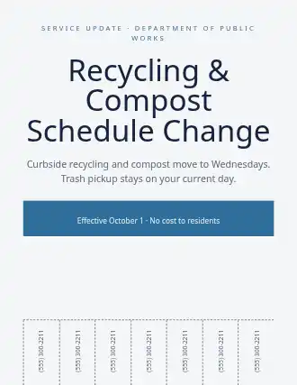 Recycling & Compost Schedule Change — City Services template