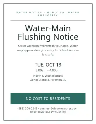 Water-Main Flushing Notice — City Services template