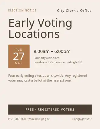 Early Voting Locations — City Services flyer template