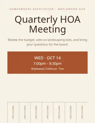 Quarterly HOA Meeting — Neighborhood Services template