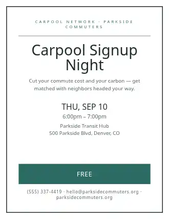 Carpool Signup Night — Neighborhood Services flyer template