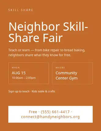 Neighbor Skill-Share Fair — Neighborhood Services flyer template