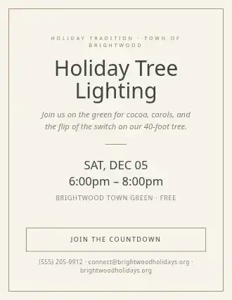 Holiday Tree Lighting — Upcoming Events template