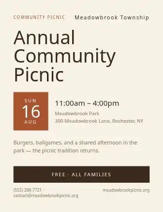 Annual Community Picnic — Upcoming Events template