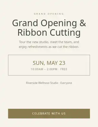 Grand Opening & Ribbon Cutting — Upcoming Events template