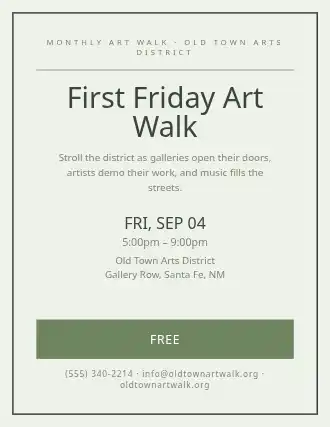 First Friday Art Walk — Upcoming Events template