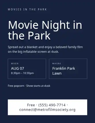 Movie Night in the Park — Upcoming Events flyer template