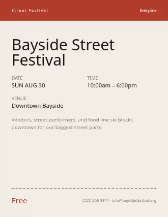 Bayside Street Festival — Upcoming Events flyer template