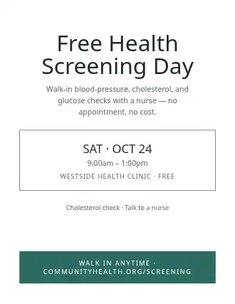 Free Health Screening Day — Preventions template