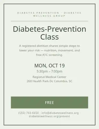 Diabetes-Prevention Class — Preventions flyer template