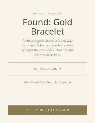 Found: Gold Bracelet — Lost & Found template