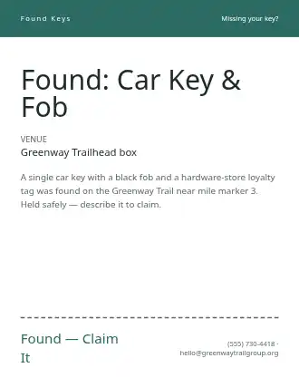 Found: Car Key & Fob — Lost & Found flyer template