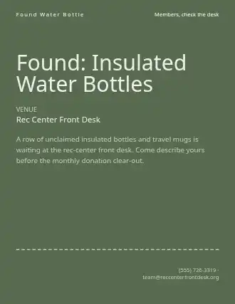 Found: Insulated Water Bottles — Lost & Found flyer template