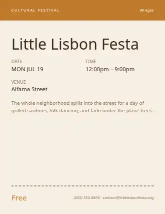 Little Lisbon Festa — Street Fairs template