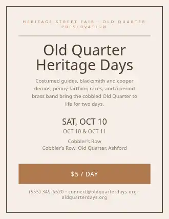 Old Quarter Heritage Days — Street Fairs flyer template