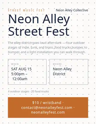 Neon Alley Street Fest — Street Fairs flyer template