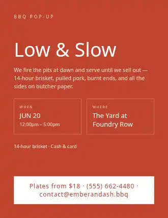 Low & Slow — Pop-up Restaurants template