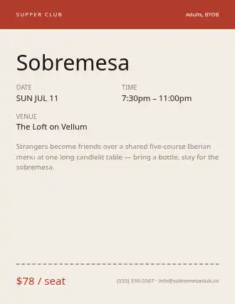 Sobremesa — Pop-up Restaurants template