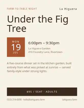 Under the Fig Tree — Pop-up Restaurants template