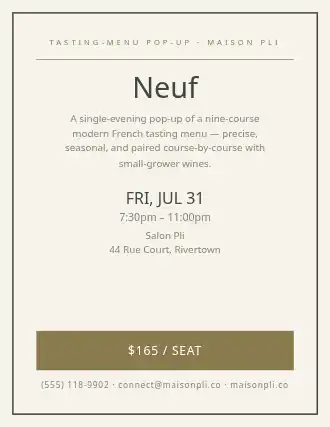 Neuf — Pop-up Restaurants template