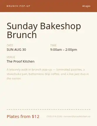 Sunday Bakeshop Brunch — Pop-up Restaurants flyer template