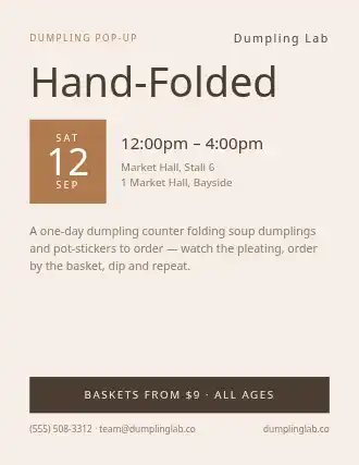 Hand-Folded — Pop-up Restaurants flyer template