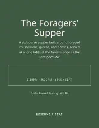 The Foragers’ Supper — Pop-up Restaurants flyer template