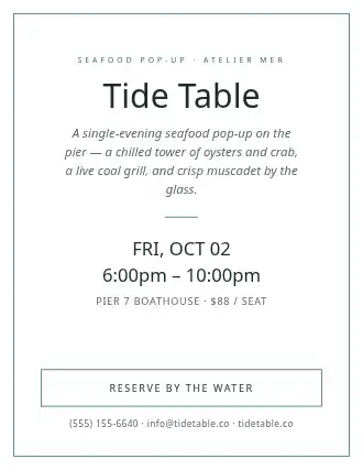 Tide Table — Pop-up Restaurants flyer template