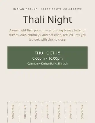 Thali Night — Pop-up Restaurants flyer template