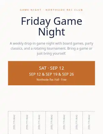 Friday Game Night — Social Events template