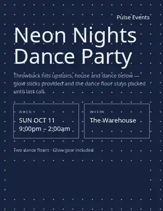Neon Nights Dance Party — Social Events template
