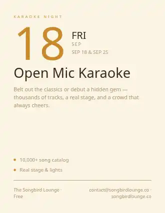 Open Mic Karaoke — Social Events template