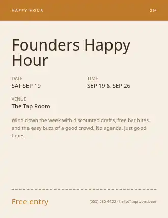 Founders Happy Hour — Social Events flyer template