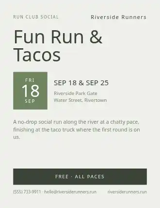 Fun Run & Tacos — Social Events flyer template