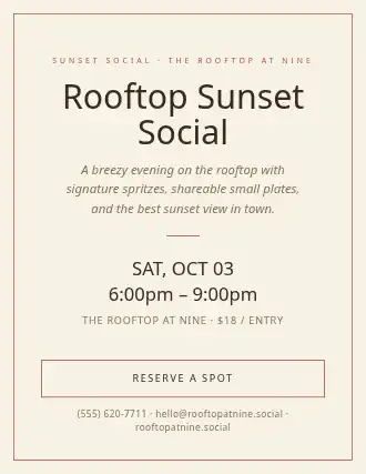 Rooftop Sunset Social — Social Events flyer template