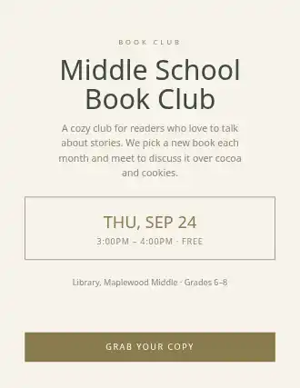 Middle School Book Club — School Clubs template