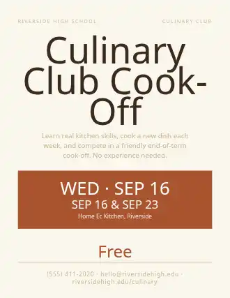 Culinary Club Cook-Off — School Clubs flyer template