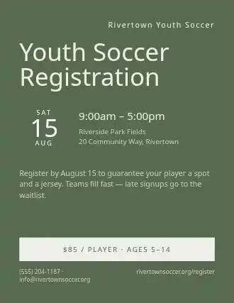 Youth Soccer Registration — Signups template