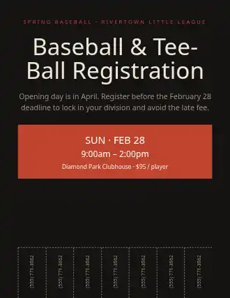 Baseball & Tee-Ball Registration — Signups template