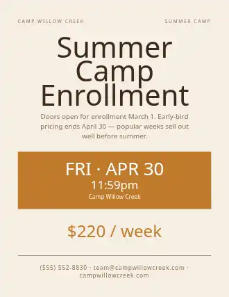 Summer Camp Enrollment — Signups template