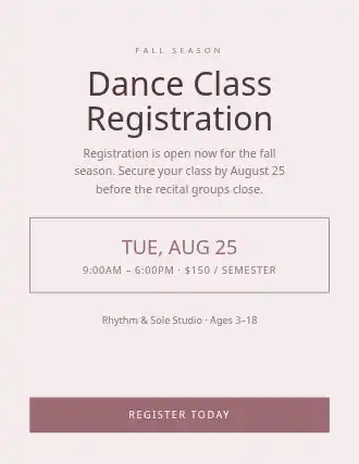 Dance Class Registration — Signups template