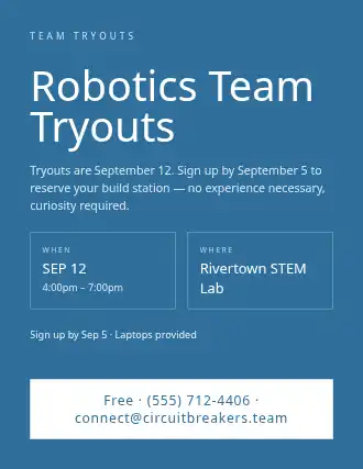 Robotics Team Tryouts — Signups flyer template