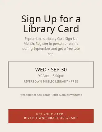 Sign Up for a Library Card — Signups flyer template