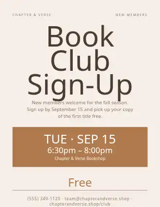 Book Club Sign-Up — Signups flyer template