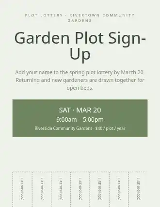 Garden Plot Sign-Up — Signups flyer template