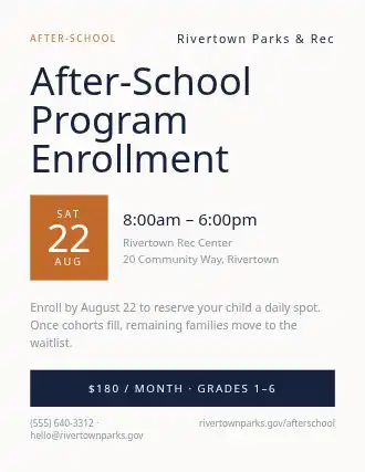 After-School Program Enrollment — Signups flyer template