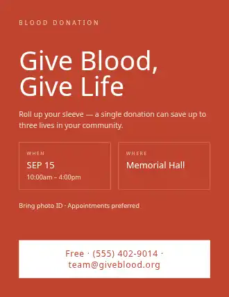 Give Blood, Give Life — Donations Drives template