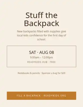 Stuff the Backpack — Donations Drives flyer template